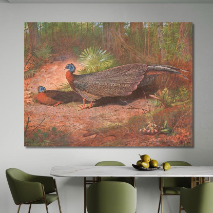 Fagiano Argus Del Borneo Archibald Thorburn ath30 quadro stampato su tela