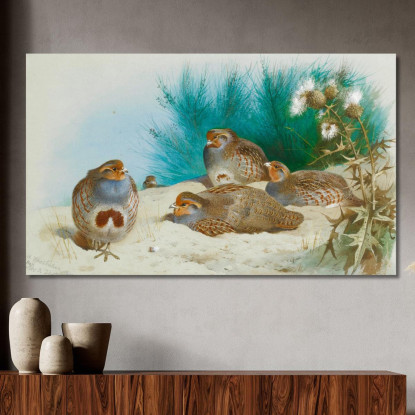 Pernice Inglese Con Ginestra E Cardi Archibald Thorburn ath45 quadro stampato su tela