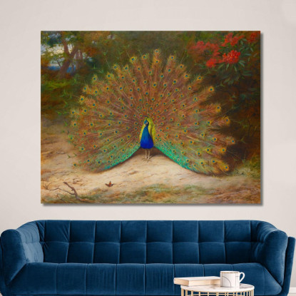 Pavone E Farfalla Del Pavone Archibald Thorburn ath76 quadro stampato su tela