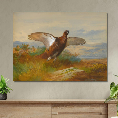 Pernice Rossa In Volo Archibald Thorburn ath86 quadro stampato su tela