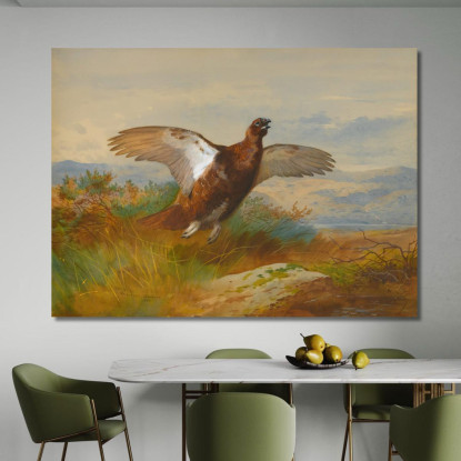 Pernice Rossa In Volo Archibald Thorburn ath86 quadro stampato su tela
