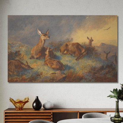 Le Cerve Vigili Archibald Thorburn ath104 quadro stampato su tela