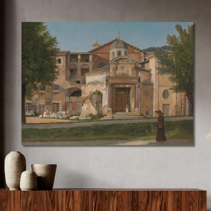 Una Sezione Della Via Sacra A Roma: La Chiesa Dei Santi Cosma E Damiano Christoffer Wilhelm Eckersberg cwe6 quadro stampato su