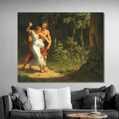 Una Scena Di Seduzione In Una Foresta Christoffer Wilhelm Eckersberg cwe7 quadro stampato su tela