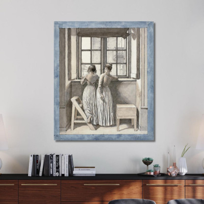 Alla Finestra Nello Studio Dell'Artista Christoffer Wilhelm Eckersberg cwe17 quadro stampato su tela
