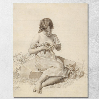 Una Piccola Ragazza Che Si È Punta Il Dito Con Una Spina Di Rosa Christoffer Wilhelm Eckersberg cwe23 quadro stampato su tela