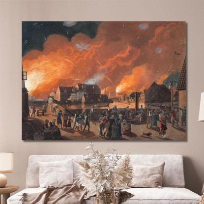 Copenaghen Nella Notte Tra Il 4 E Il 5 Settembre Christoffer Wilhelm Eckersberg cwe32 quadro stampato su tela