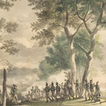 L'Attacco Dei Cacciatori Di Vita Nei Giardini Di Classen 31 Agosto 1807 Christoffer Wilhelm Eckersberg cwe36 quadro stampato su
