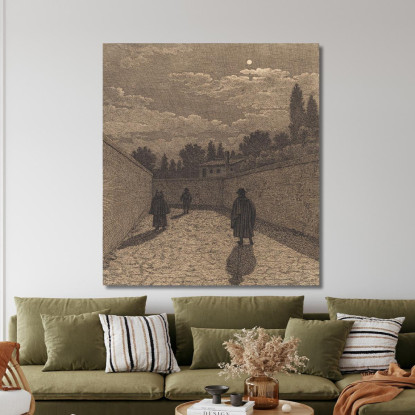 Chiaro Di Luna Su Una Strada Con Tre Figure Christoffer Wilhelm Eckersberg cwe41 quadro stampato su tela