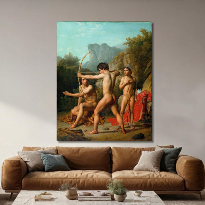 Tre Ragazzi Spartani Che Praticano Il Tiro Con L'Arco Christoffer Wilhelm Eckersberg cwe83 quadro stampato su tela