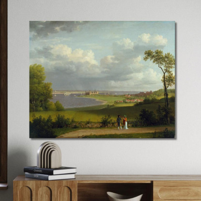 Veduta A Nord Del Castello Di Kronborg Christoffer Wilhelm Eckersberg cwe92 quadro stampato su tela