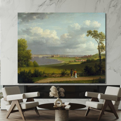 Veduta A Nord Del Castello Di Kronborg Christoffer Wilhelm Eckersberg cwe92 quadro stampato su tela