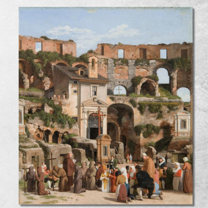 Veduta Dell'Interno Del Colosseo 2 Christoffer Wilhelm Eckersberg cwe97 quadro stampato su tela