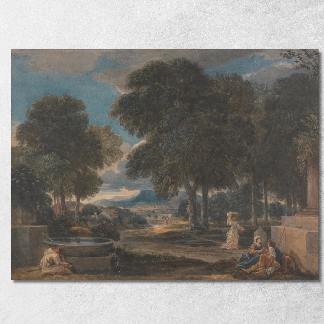 Paesaggio Con Un Uomo Che Si Lava I Piedi A Una Fontana Dopo Poussin David Cox dcx28 quadro stampato su tela Paesaggio Con Un Uomo Che Si Lava I Piedi A Una Fontana Dopo Poussin David Cox dcx28 quadro stampato su tela
