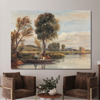 Sul Tamigi David Cox dcx36 quadro stampato su tela