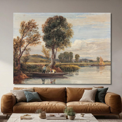 Sul Tamigi David Cox dcx36 quadro stampato su tela