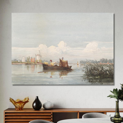 Il Tamigi A Battersea David Cox dcx50 quadro stampato su tela