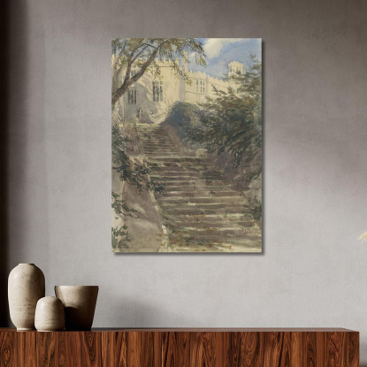 Scala Del Giardino Presso Haddon Hall Derbyshire David Cox dcx53 quadro stampato su tela
