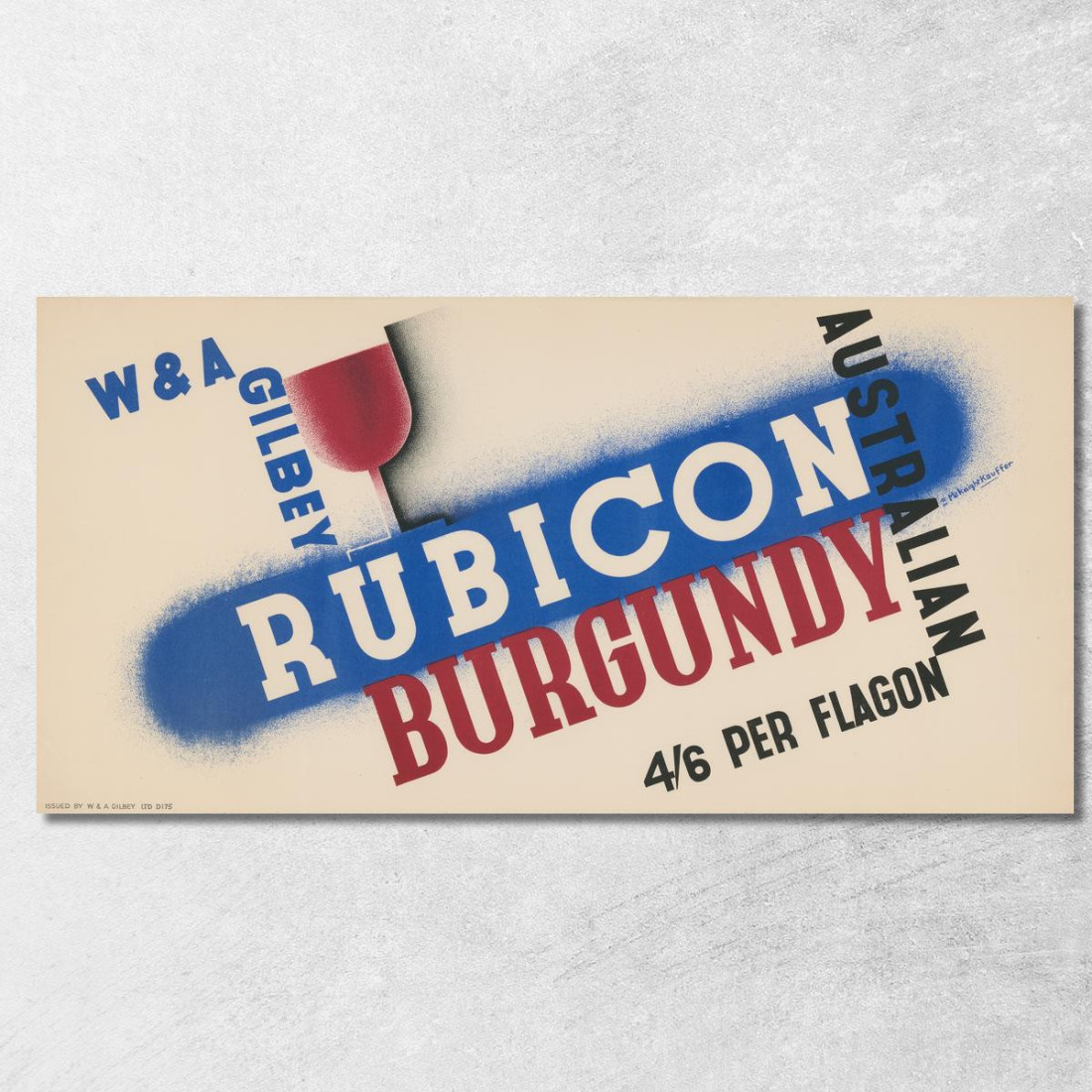 W E A. Gilbey Australian Rubicon Burgundy Edward McKnight Kauffer emk19 quadro stampato su tela W E A. Gilbey Australian Rubicon Burgundy Edward McKnight Kauffer emk19 quadro stampato su tela
