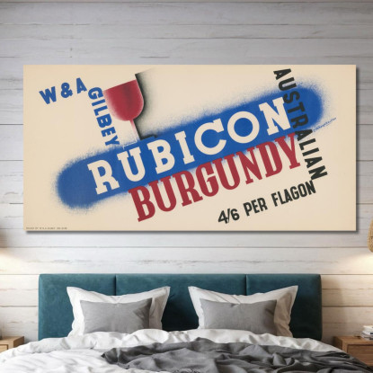 W E A. Gilbey Australian Rubicon Burgundy Edward McKnight Kauffer emk19 quadro stampato su tela