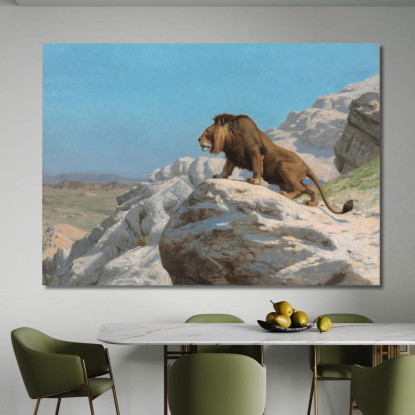 Leone In Guardia Jean-Léon Gérôme jlg80 quadro stampato su tela