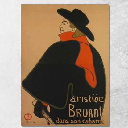 Aristide Bruant Nel Suo Cabaret Henri de Toulouse-Lautrec htl7 quadro stampato su tela