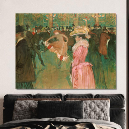 Al Moulin Rouge - La Danza Henri de Toulouse-Lautrec htl13 quadro stampato su tela