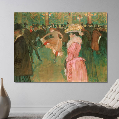 Al Moulin Rouge - La Danza Henri de Toulouse-Lautrec htl13 quadro stampato su tela