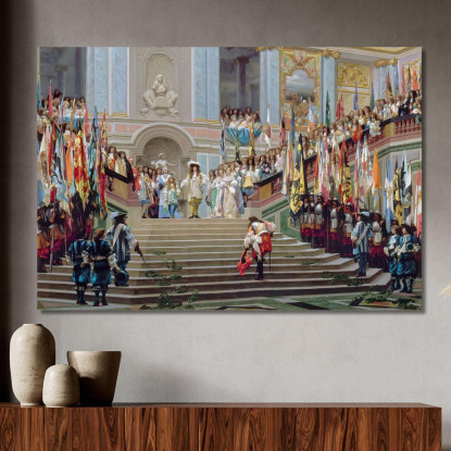 Ricevimento Di Le Grand Condé Da Parte Di Luigi Xiv A Versailles Nel 1674 Jean-Léon Gérôme jlg113 quadro stampato su tela