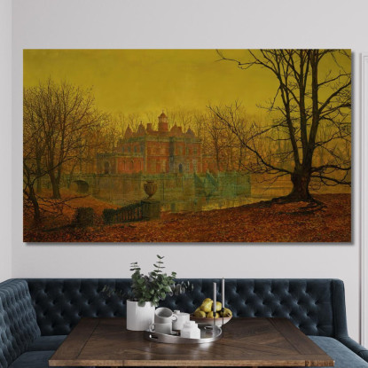 Una Casa Con Fossato Nello Yorkshire John Atkinson Grimshaw jag6 quadro stampato su tela