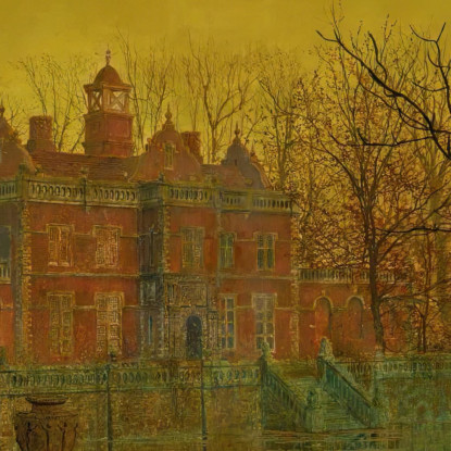 Una Casa Con Fossato Nello Yorkshire John Atkinson Grimshaw jag6 quadro stampato su tela