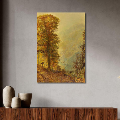 Un Cacciatore Di Conigli Su Una Strada Lungo Il Fiume John Atkinson Grimshaw jag10 quadro stampato su tela