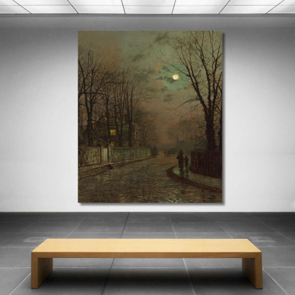 Una Strada Bagnata A Knostrop Yorkshire John Atkinson Grimshaw jag14 quadro stampato su tela