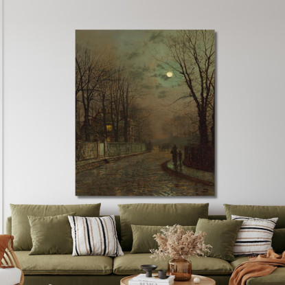 Una Strada Bagnata A Knostrop Yorkshire John Atkinson Grimshaw jag14 quadro stampato su tela