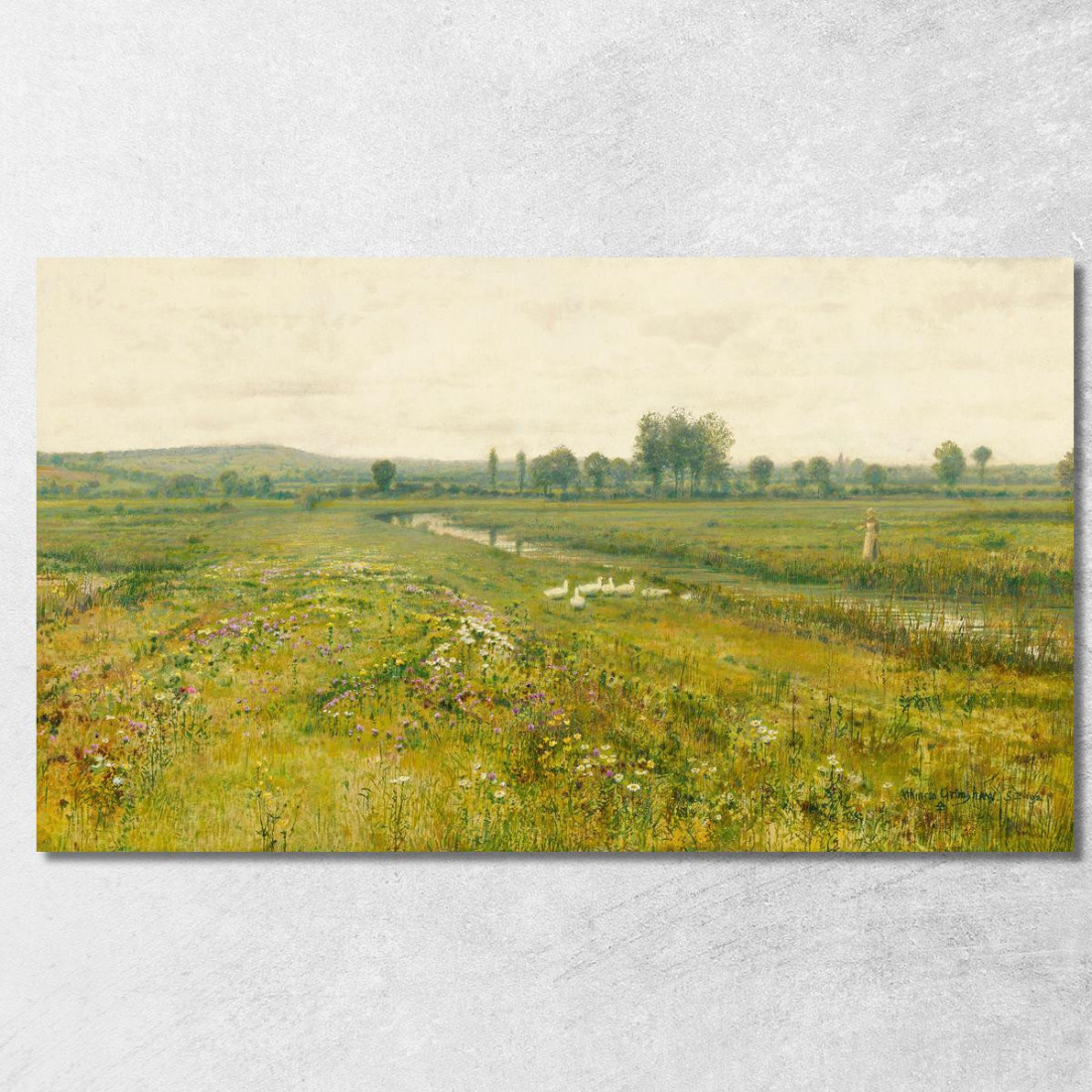 Un Ampio Prato Con Oche Presso Un Ruscello John Atkinson Grimshaw jag18 quadro stampato su tela Un Ampio Prato Con Oche Presso Un Ruscello John Atkinson Grimshaw jag18 quadro stampato su tela