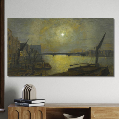 Ponte Di Southwark Da Blackfriars Al Chiaro Di Luna John Atkinson Grimshaw jag62 quadro stampato su tela