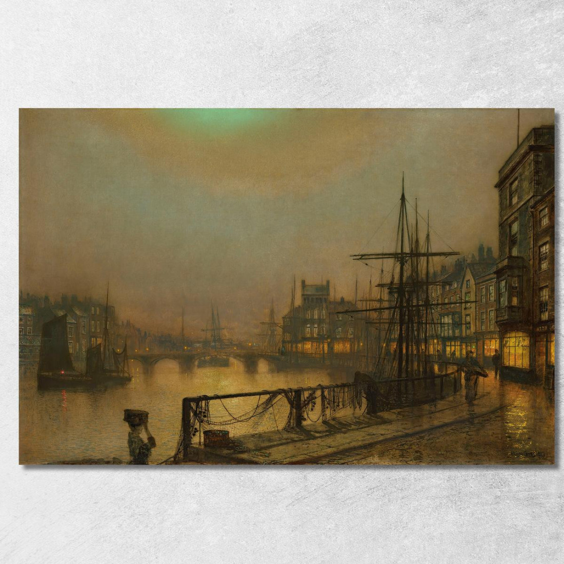 Whitby Di Notte John Atkinson Grimshaw jag82 quadro stampato su tela Whitby Di Notte John Atkinson Grimshaw jag82 quadro stampato su tela