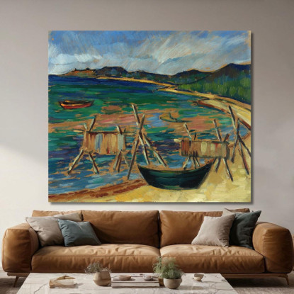 Baia Con Barche Konrad Mägi kmg14 quadro stampato su tela