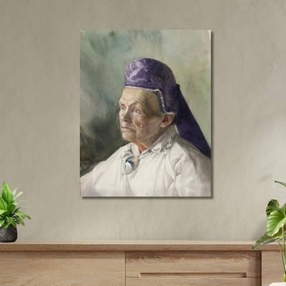 Ritratto Di Donna Con Foulard Konrad Mägi kmg16 quadro stampato su tela