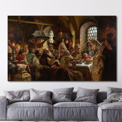 Banchetto Nuziale Di Un Boiardo Konstantin Egorovich Makovsky kem1 quadro stampato su tela