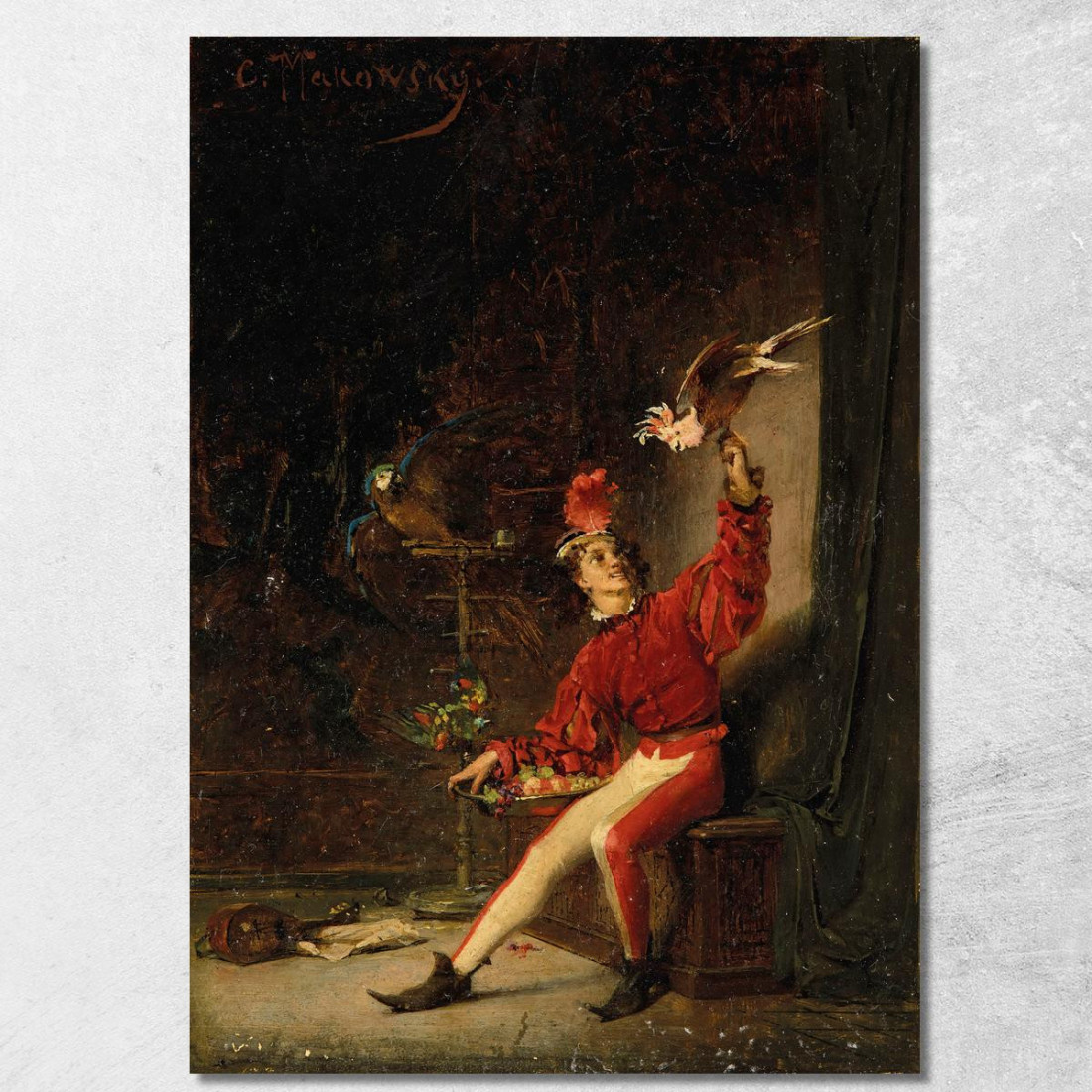 Giovane Uomo Con Pappagallo Konstantin Egorovich Makovsky kem21 quadro stampato su tela Giovane Uomo Con Pappagallo Konstantin Egorovich Makovsky kem21 quadro stampato su tela
