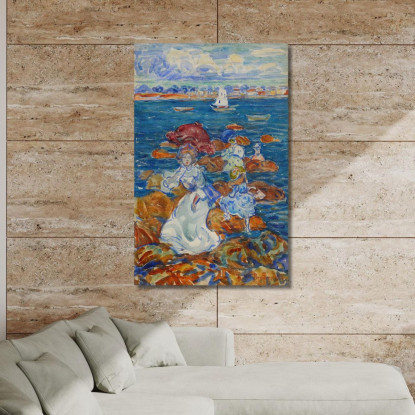 Bassa Marea Figure Sulle Rocce Maurice Prendergast mpr29 quadro stampato su tela