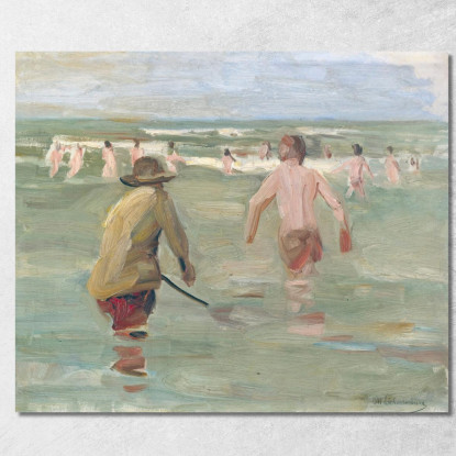 Ragazzi Che Fanno Il Bagno Con Pescatore Di Granchi Max Liebermann mlb8 quadro stampato su tela