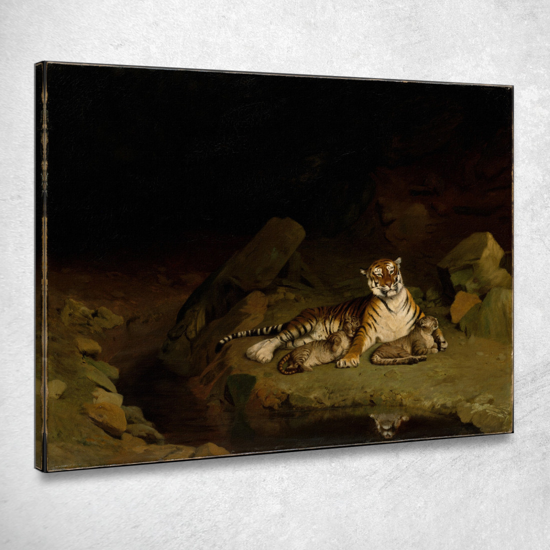 Tigre E Cuccioli Jean-Léon Gérôme jlg153 quadro stampato su tela Tigre E Cuccioli Jean-Léon Gérôme jlg153 quadro stampato su tela