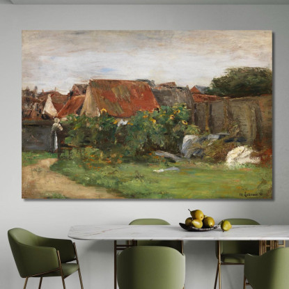 Case Di Villaggio Con Girasoli Max Liebermann mlb34 quadro stampato su tela
