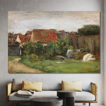 Case Di Villaggio Con Girasoli Max Liebermann mlb34 quadro stampato su tela