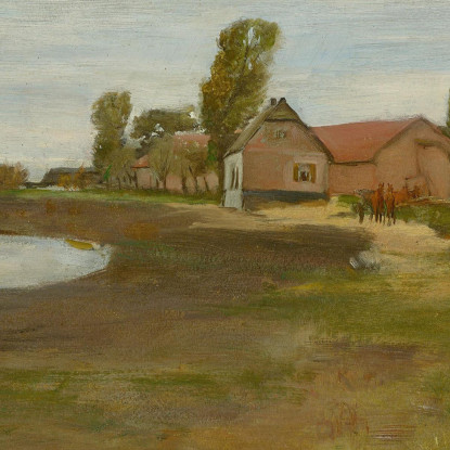 Strada Del Villaggio A Militsch / Paesaggio Con Stagno Max Liebermann mlb35 quadro stampato su tela