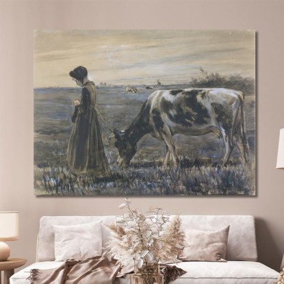 Ragazza Con Mucca Max Liebermann mlb42 quadro stampato su tela