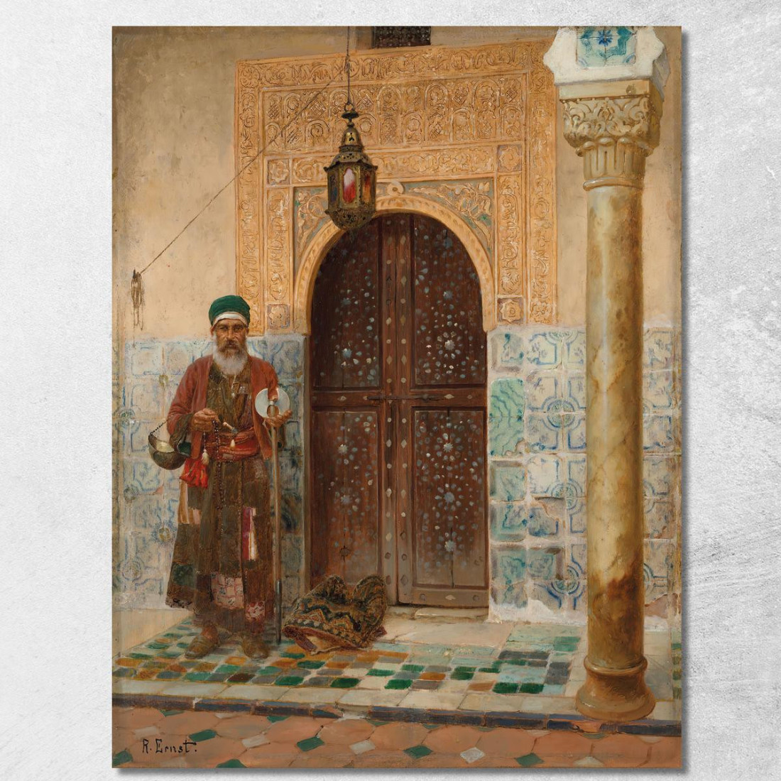 Un Sant'Uomo Presso Un Ingresso Rudolf Ernst rer3 quadro stampato su tela Un Sant'Uomo Presso Un Ingresso Rudolf Ernst rer3 quadro stampato su tela