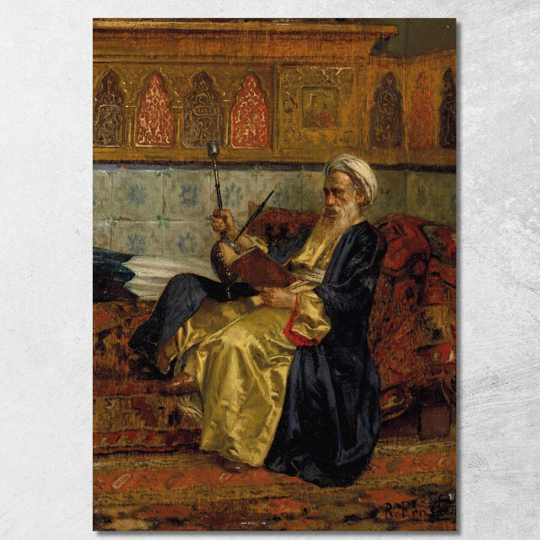 Uno Studioso Arabo Rudolf Ernst rer13 quadro stampato su tela Uno Studioso Arabo Rudolf Ernst rer13 quadro stampato su tela